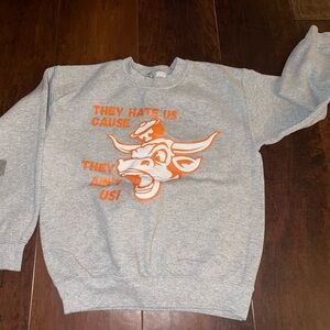 Gray Crewneck Sweatshirt with Orange Graphic